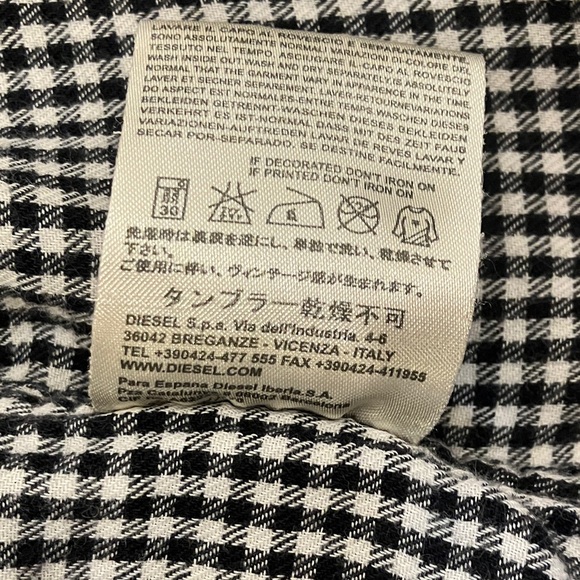 Diesel Brown White black Plaid cotton flannel long sleeve button up Shirt - Picture 16 of 16